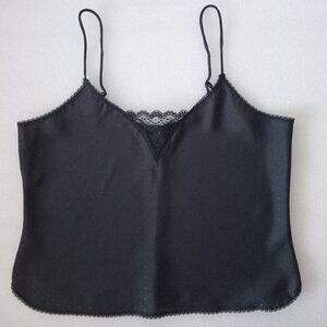 Warner's Y2K Black Camisole Lace Sleek Smooth Top Satin Feel Lingerie Sz M M